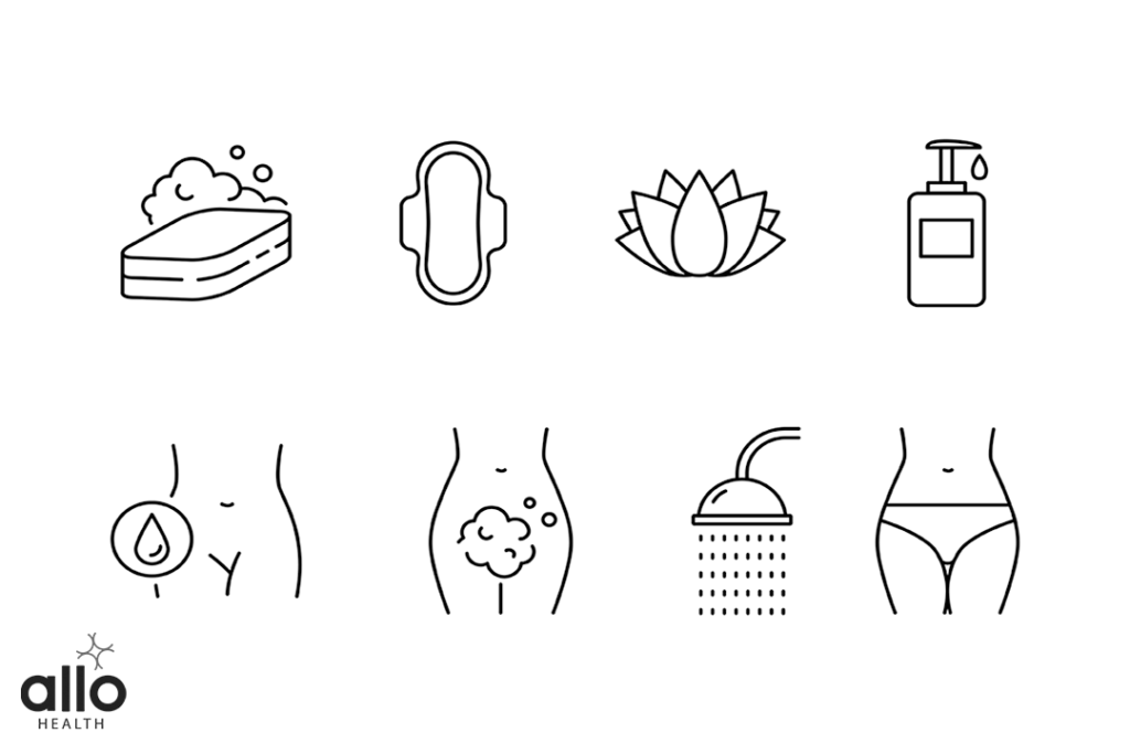 Intimate hygiene vector icons set line style