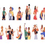 LGBT people set. LGBTQ, homosexual, heterosexual couples, men, women, trangenders. Diverse love, sexual fetishes, gay and lesbian relationships. Flat vector illustrations isolated on white background