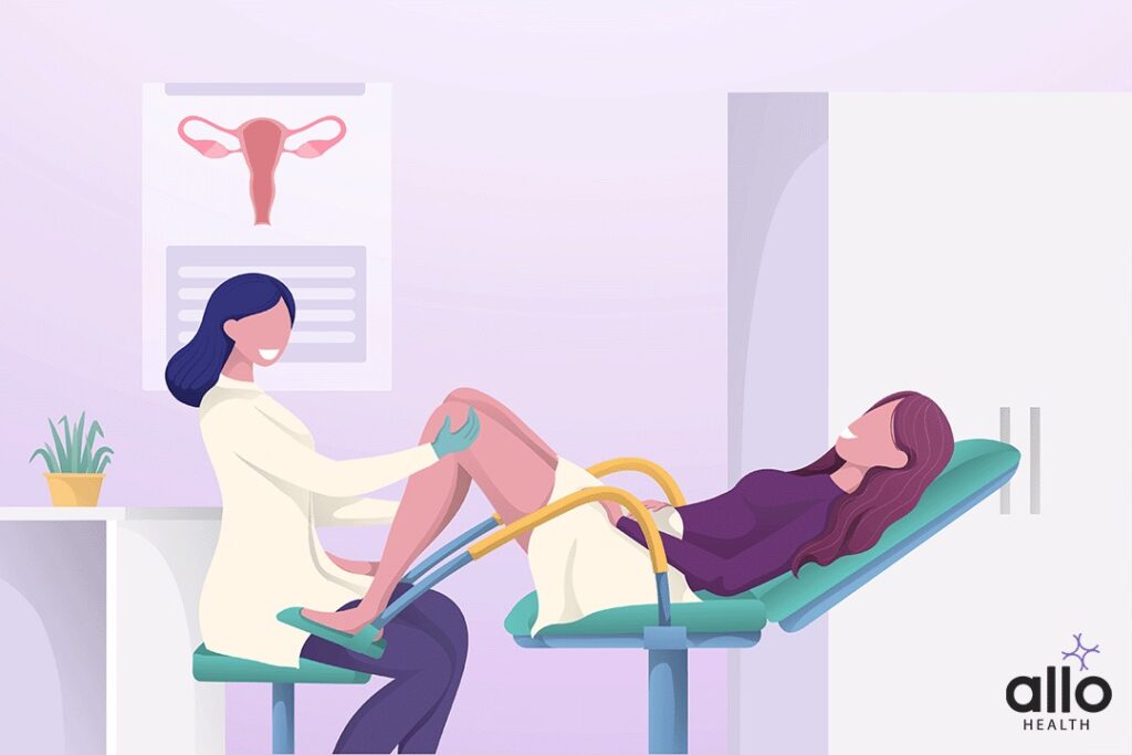 Vaginal Self Examination 2 doctor checking the patient and explaining about the Types Of Vaginal Discharge In Women