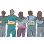 group of people holding hands with different Genders