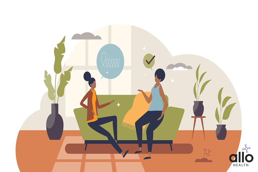 What Is Gender Identity? 1 women explaining to the other one about Gender Dysphoria
