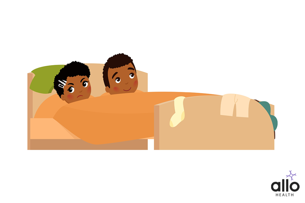 What Is Anejaculation? 1 couple on bed thinking whether women can anejaculate