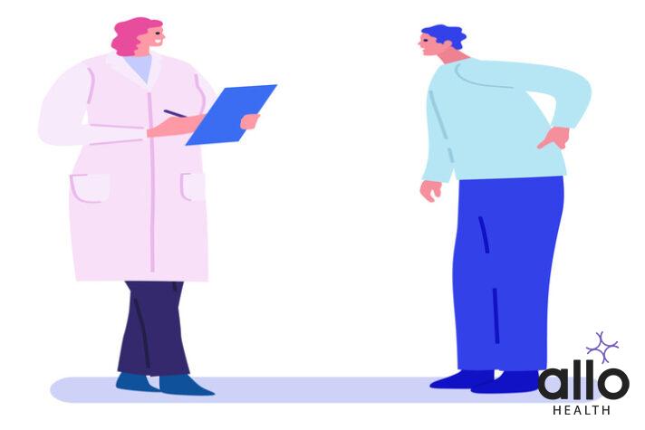 Doctor consults patient. healthcare, medical concept. Vector style flat cartoon illustration