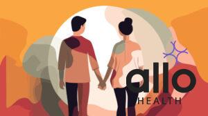 A Couple Holding Hands. Artsy Background. Editable Vector Art. Poly relationships.