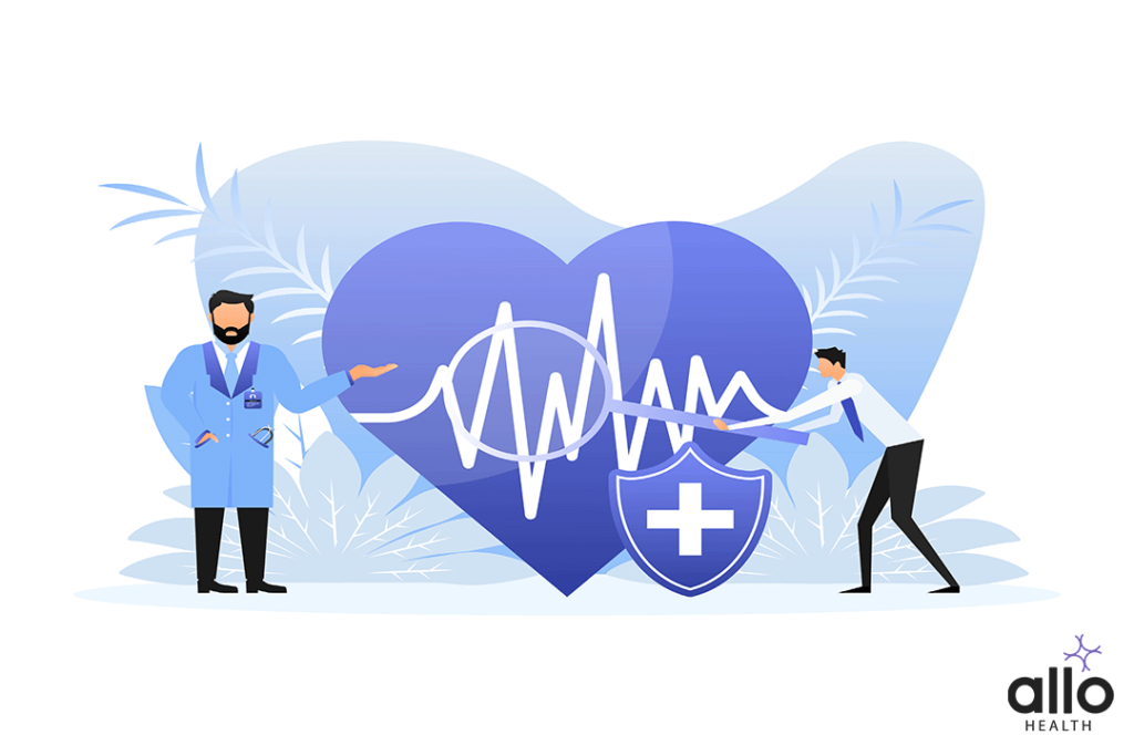 Sex and Cardiovascular Disease: Managing Sexual & Heart Health 1 illustration of a doctor Diagnosing a Heart Disease