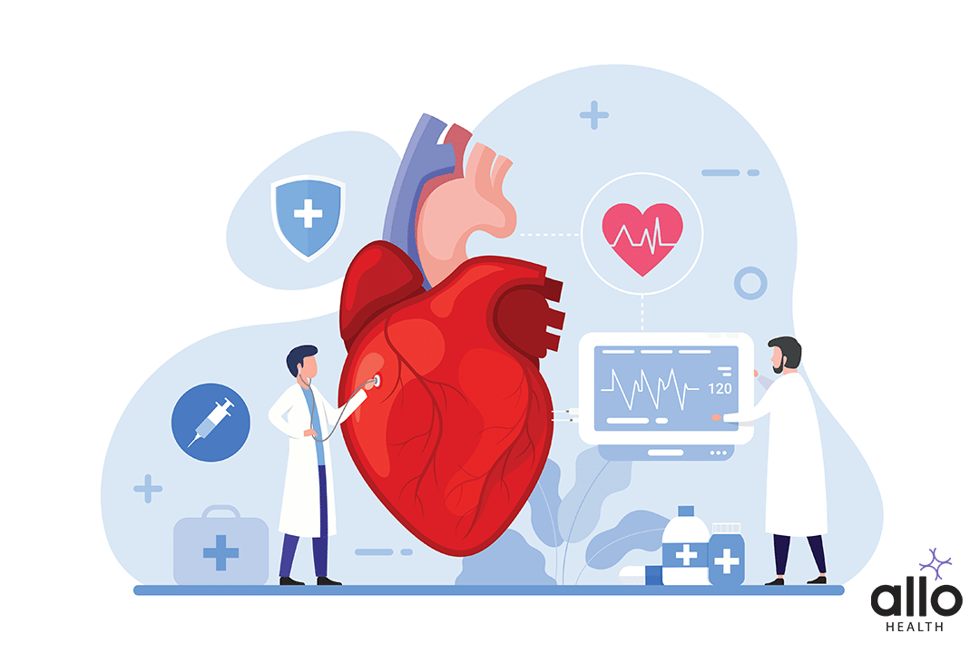 illustration of doctor examining the heart