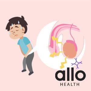 boy with testicular pain, testicular cancer vector, young man. sperm cramps