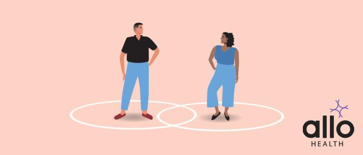boundaries in a relationship Circle line as healthy personal boundaries in couple, flat vector stock illustration, male and female isolated