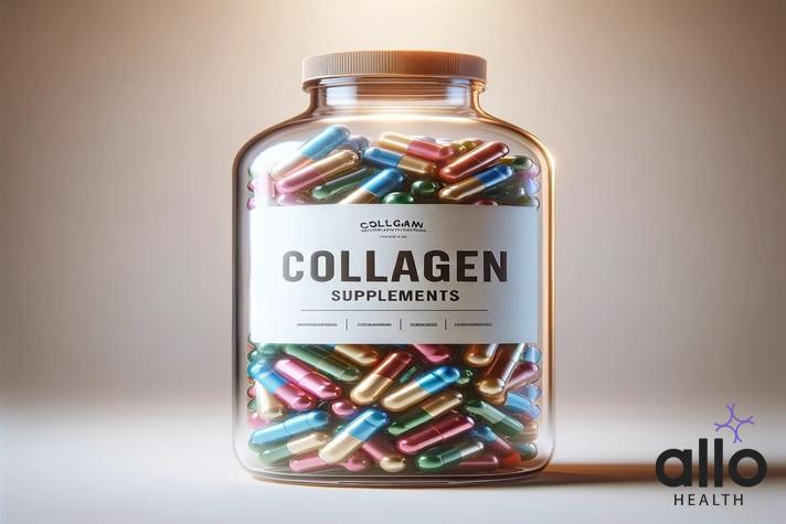 A box of collagen supplement capsules.